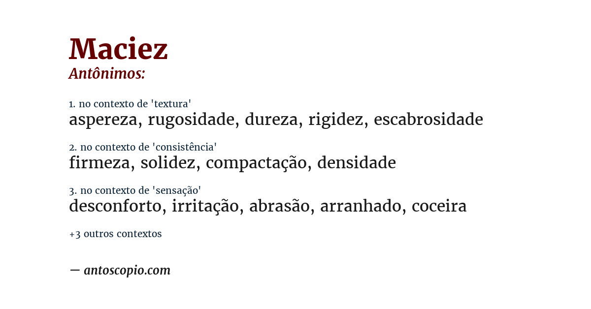 Antônimo de maciez