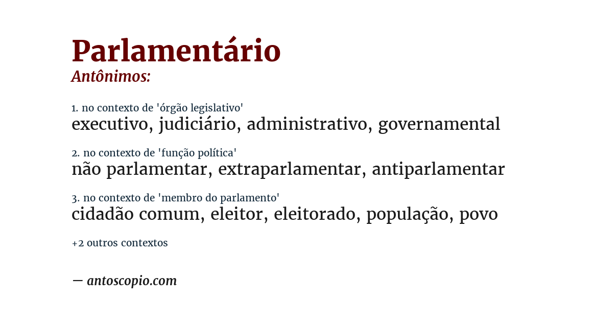 Antônimo de parlamentário