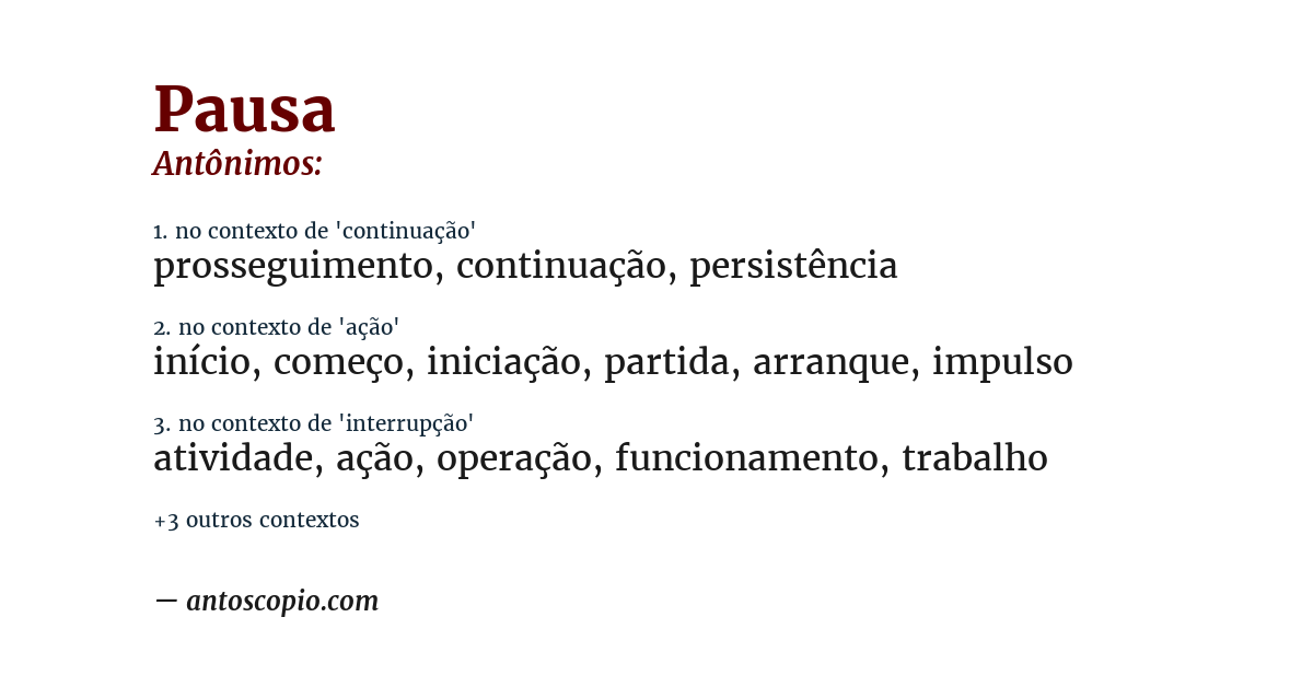 Antônimo de pausa