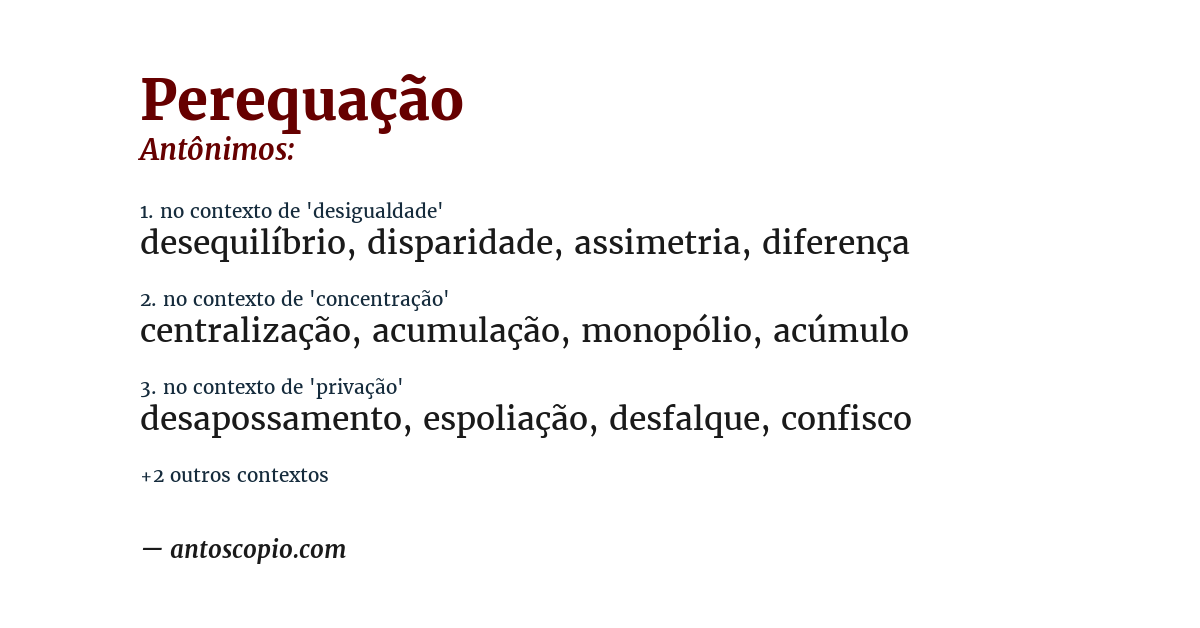 Antônimo de perequação