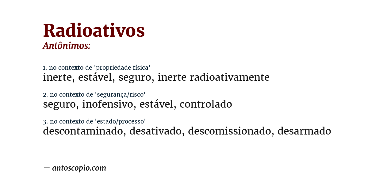 Antônimo de radioativos