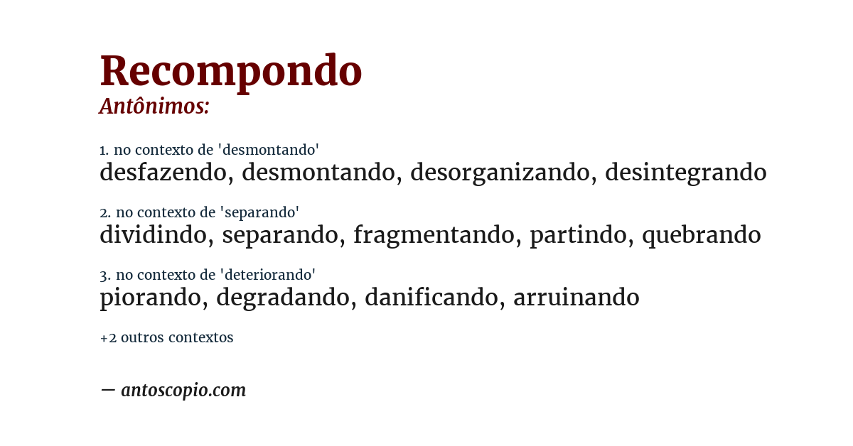 Antônimo de recompondo