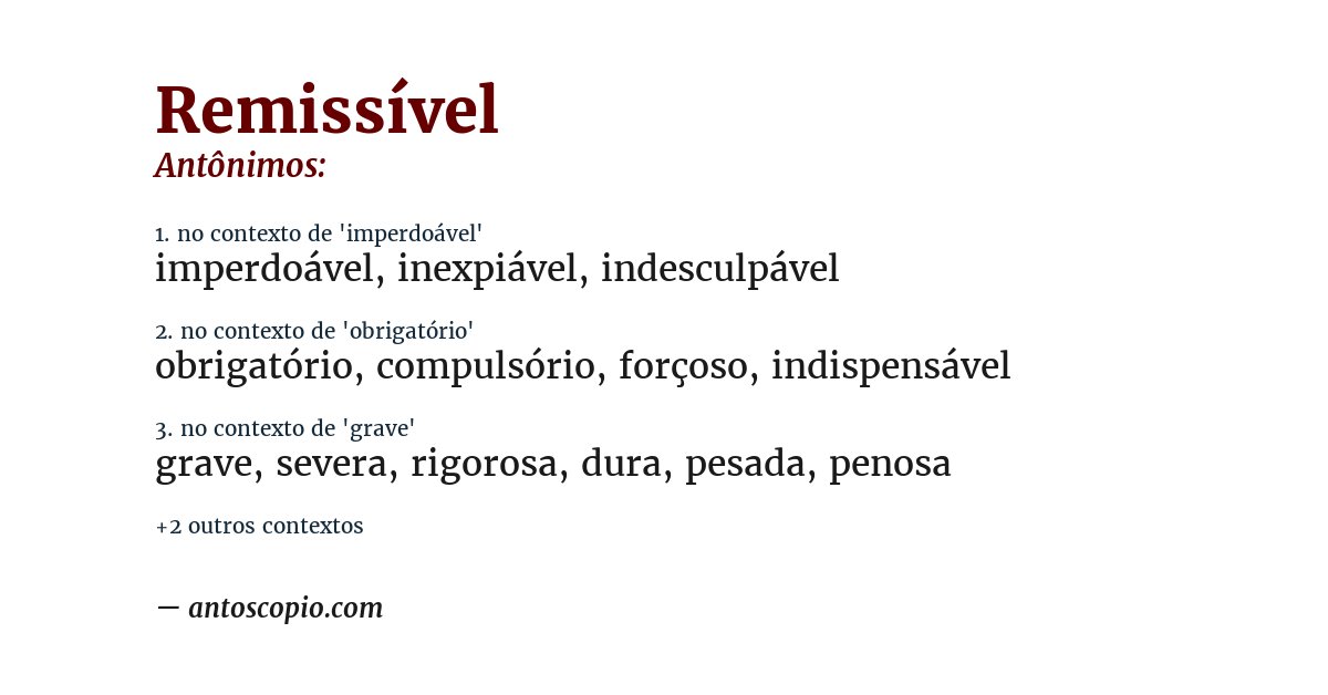 Antônimo de remissível
