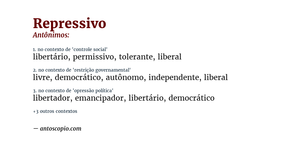 Antônimo de repressivo