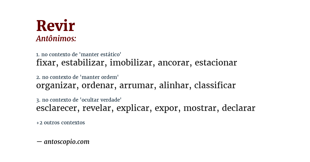 Antônimo de revir