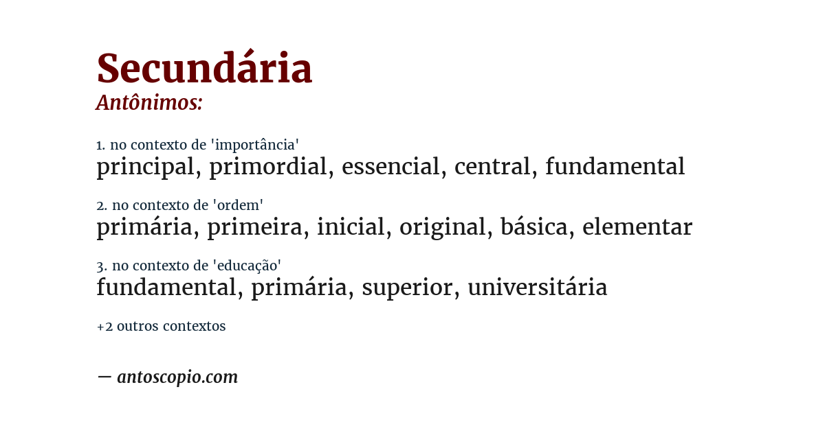 Antônimo de secundária