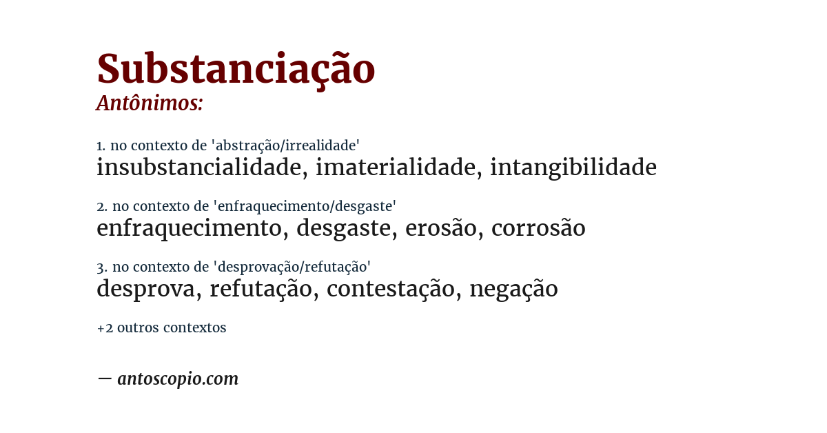 Antônimo de substanciação