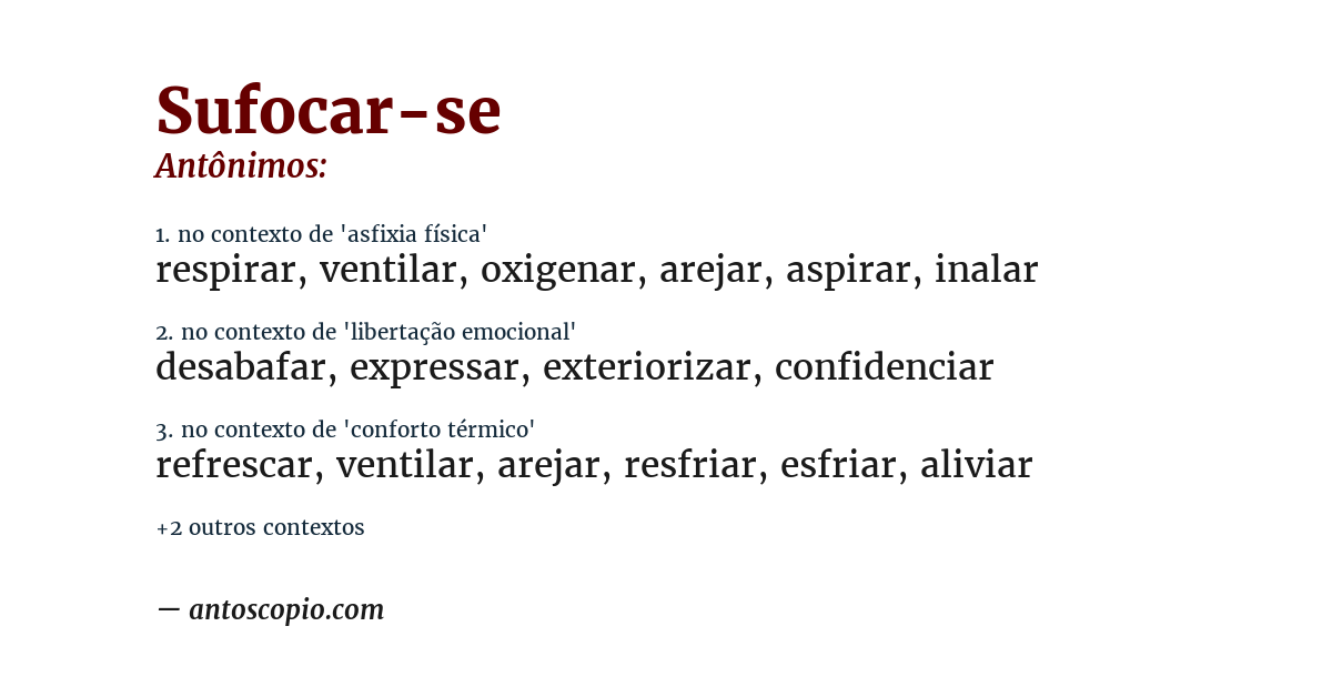 Antônimo de sufocar-se