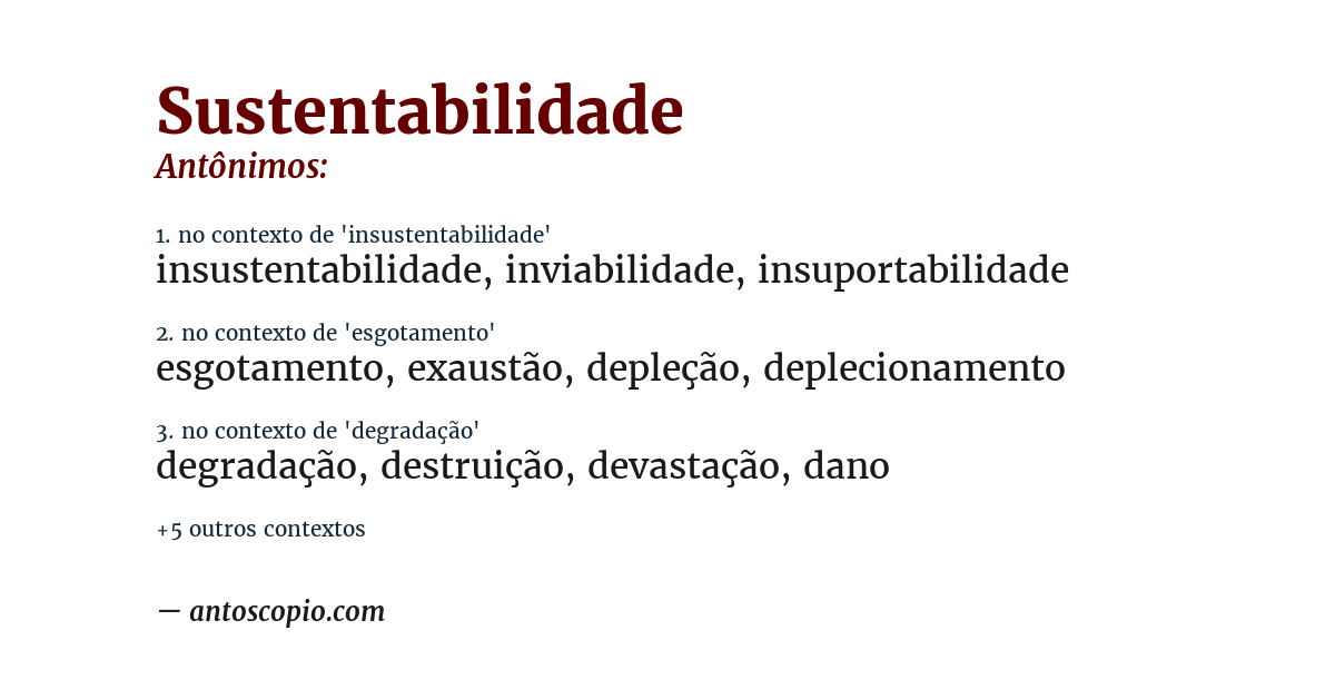 Antônimo de sustentabilidade