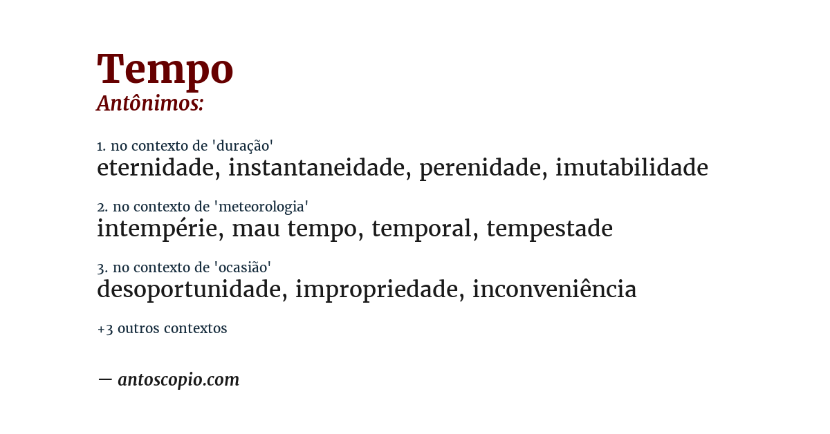 Antônimo de tempo