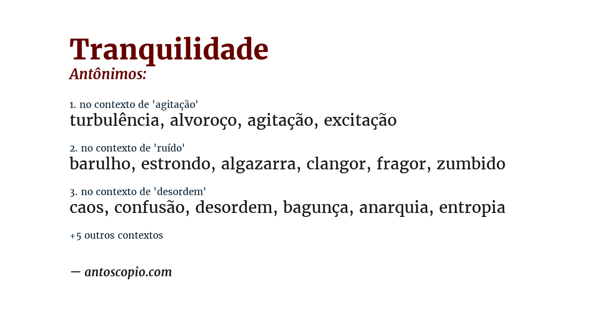 Antônimo de tranquilidade