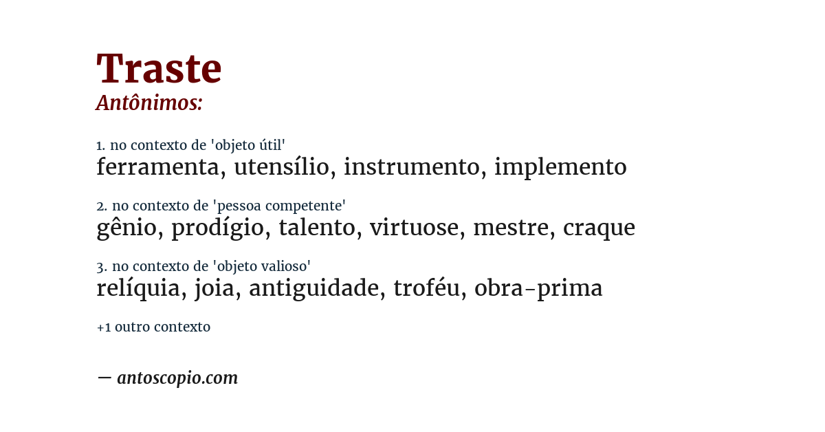 Antônimo de traste