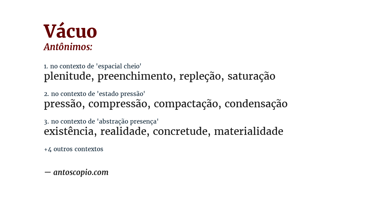 Antônimo de vácuo