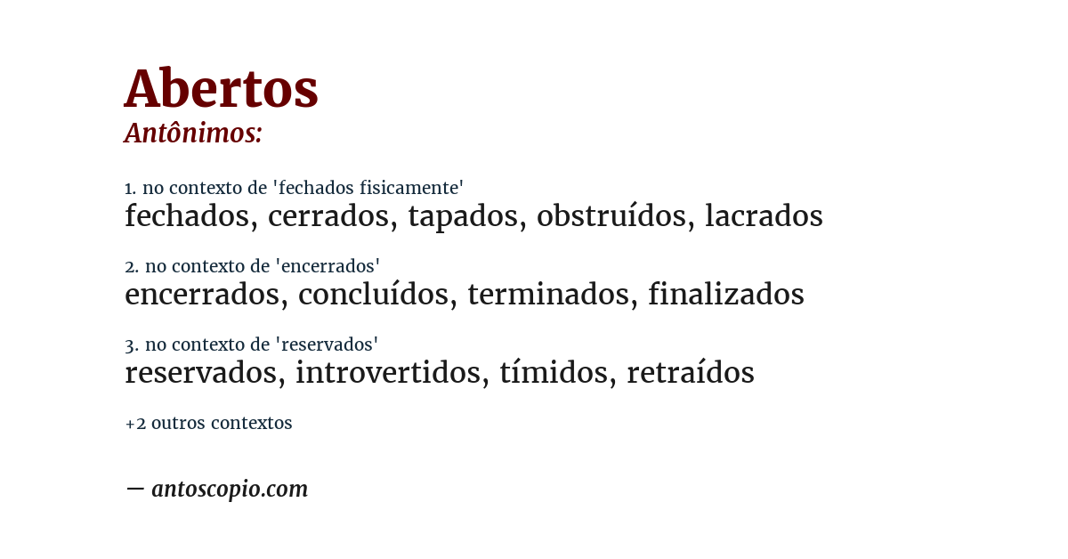 Antônimo de abertos