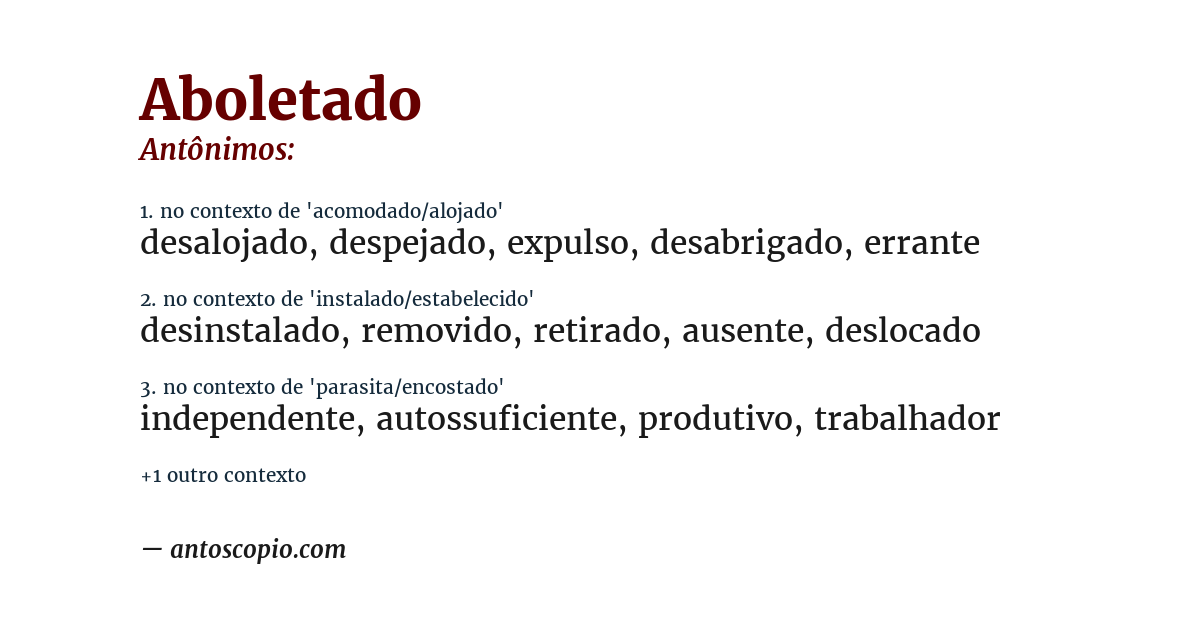 Antônimo de aboletado