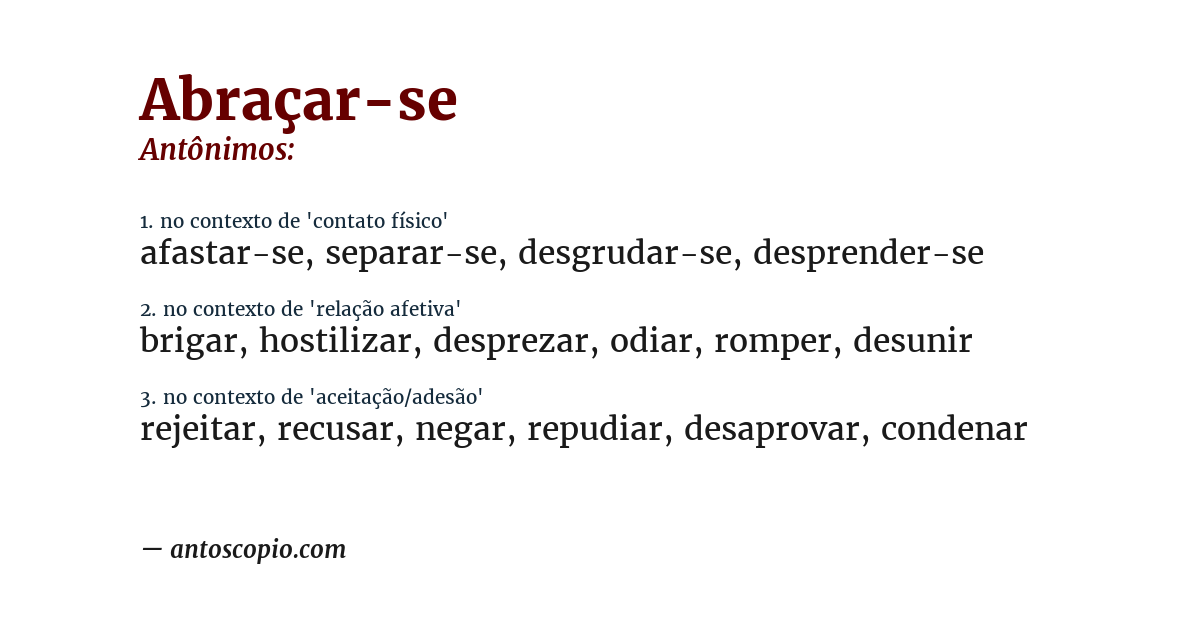 Antônimo de abraçar-se