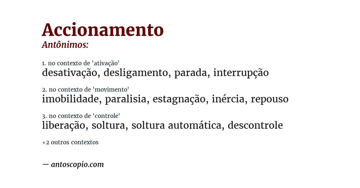 Antônimo de accionamento