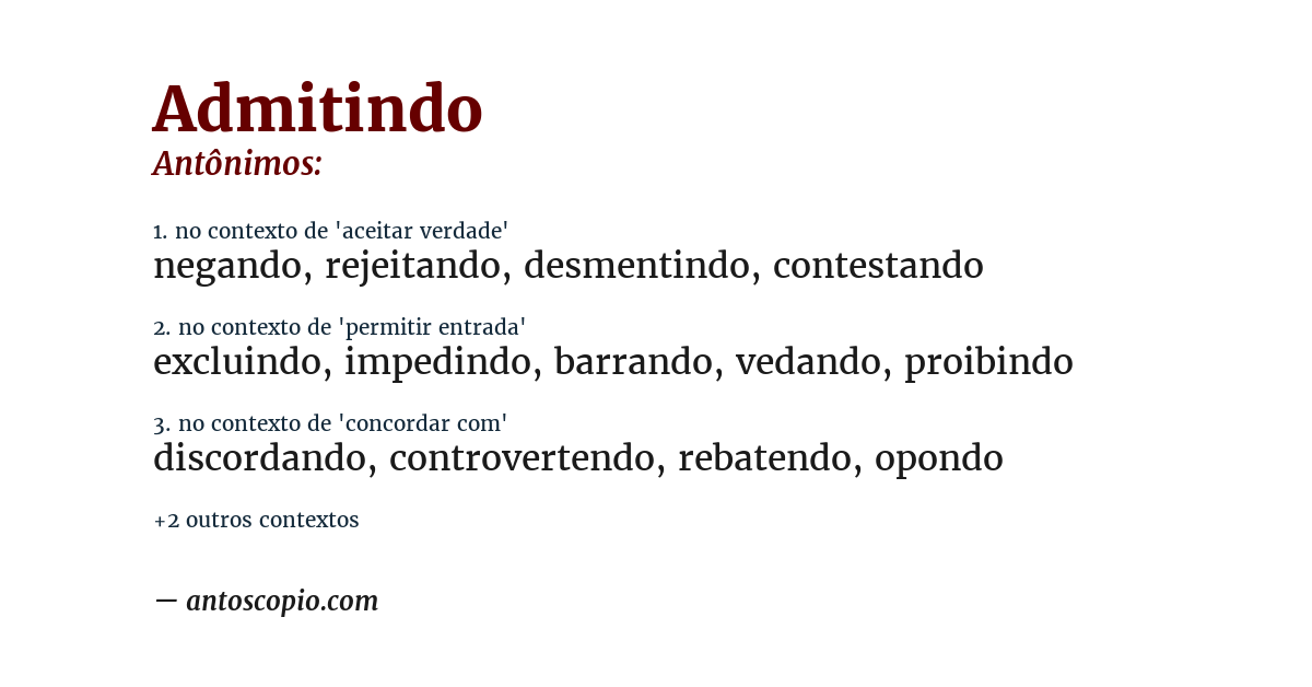 Antônimo de admitindo