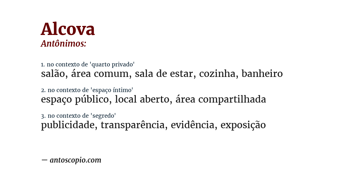 Antônimo de alcova