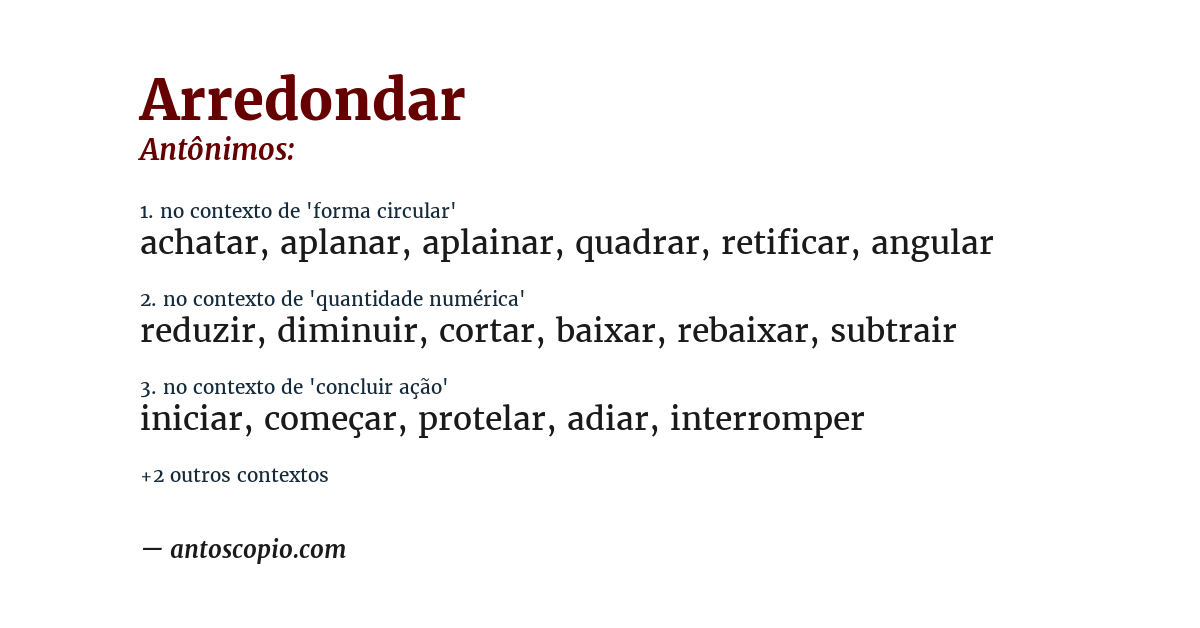 Antônimo de arredondar