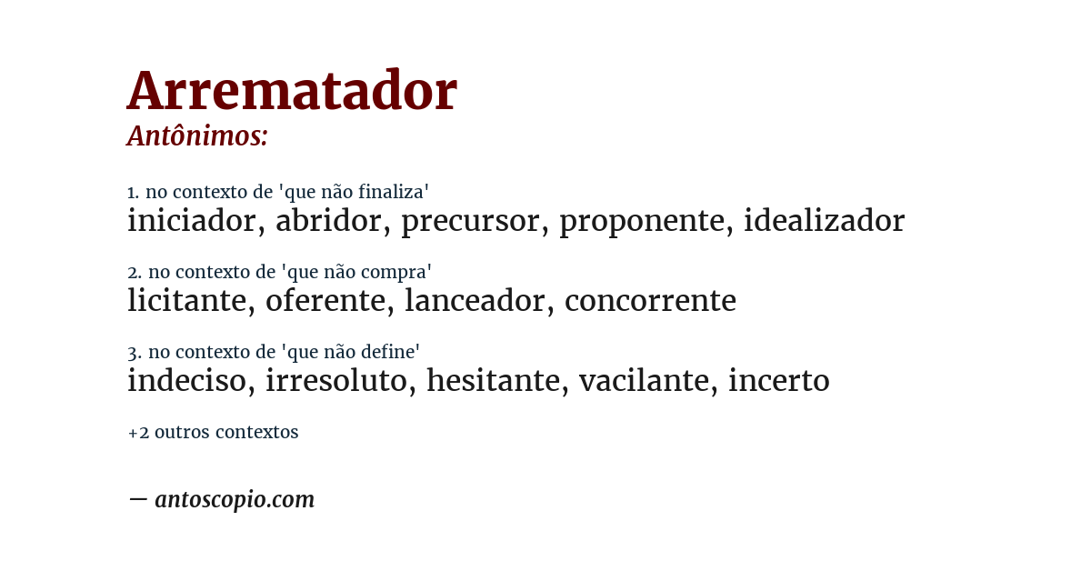 Antônimo de arrematador