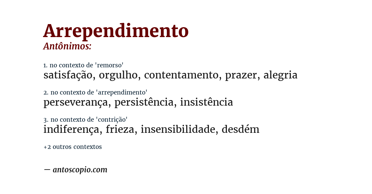 Antônimo de arrependimento