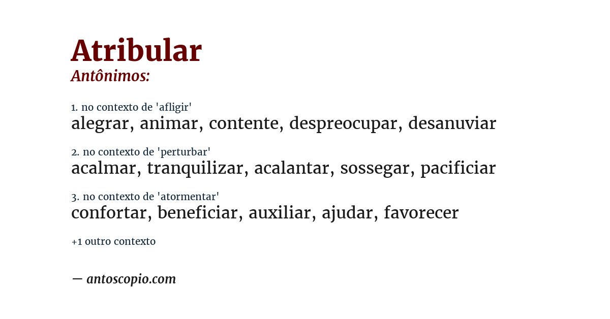Antônimo de atribular
