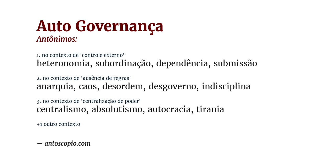 Antônimo de auto governança