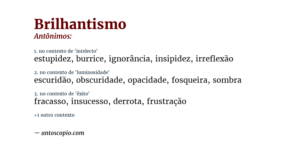 Antônimo de brilhantismo
