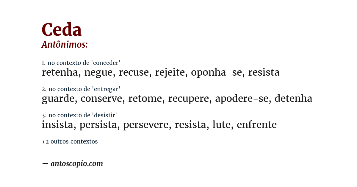 Antônimo de ceda