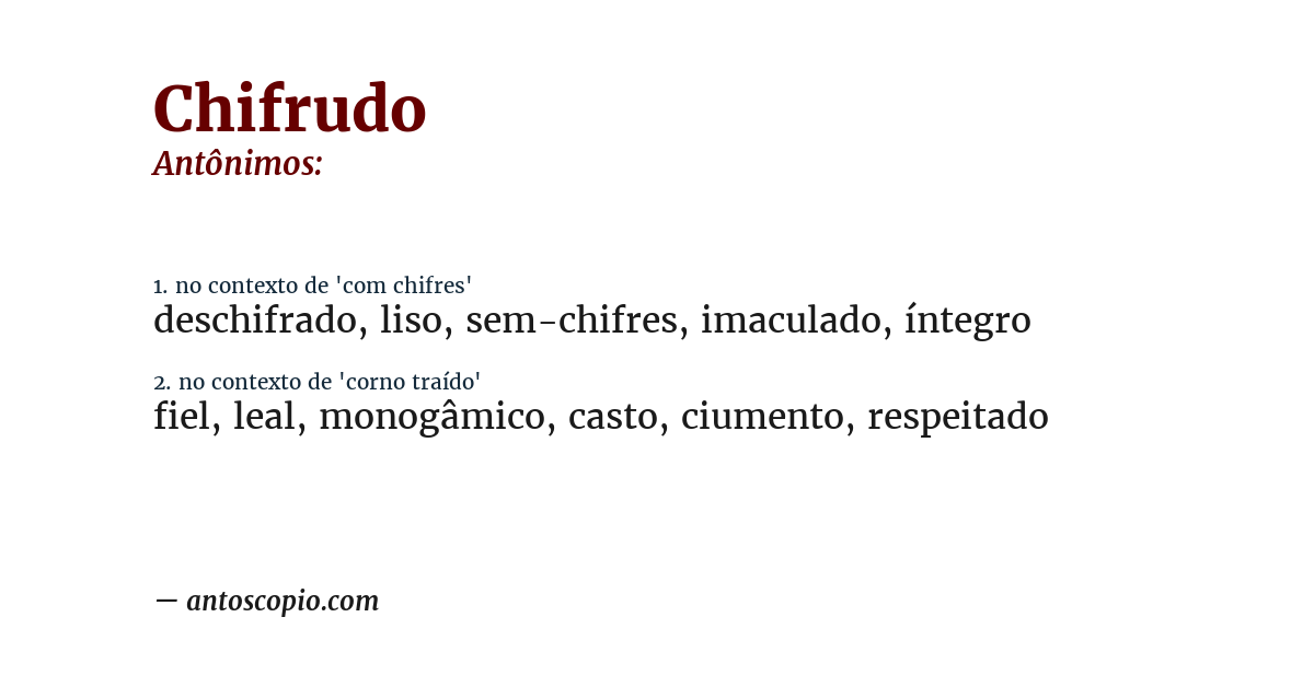 Antônimo de chifrudo