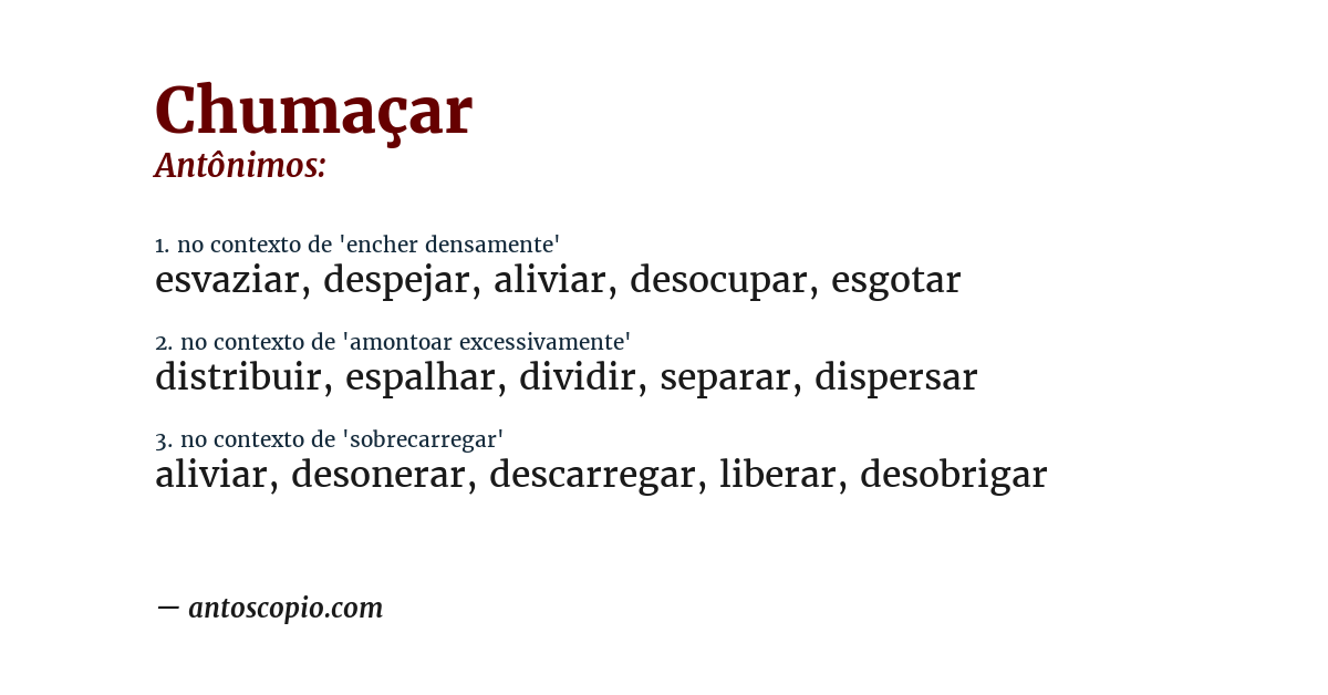 Antônimo de chumaçar