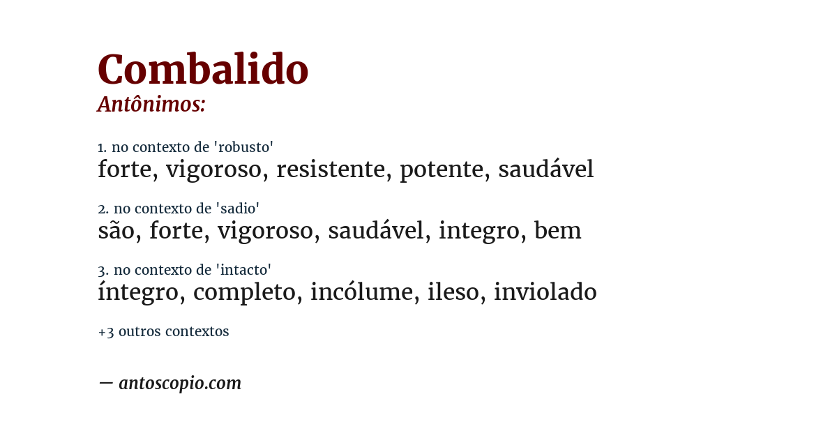 Antônimo de combalido