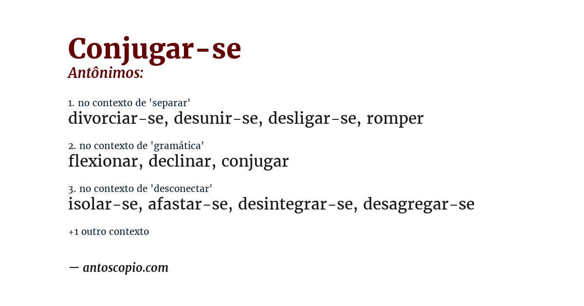 Antônimo de conjugar-se