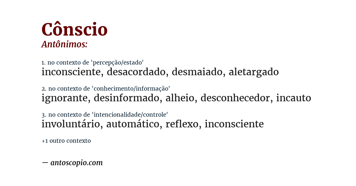 Antônimo de cônscio