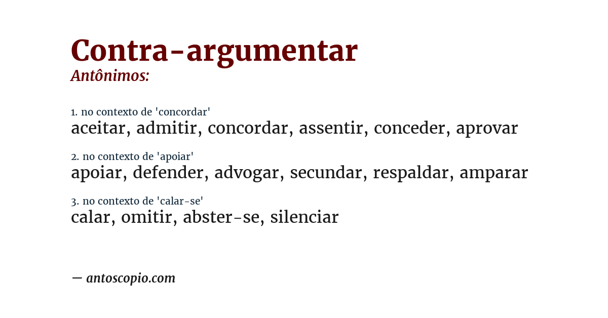 Antônimo de contra-argumentar