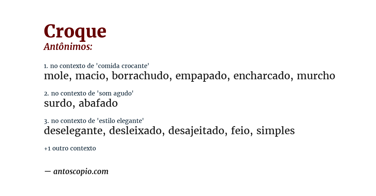Antônimo de croque