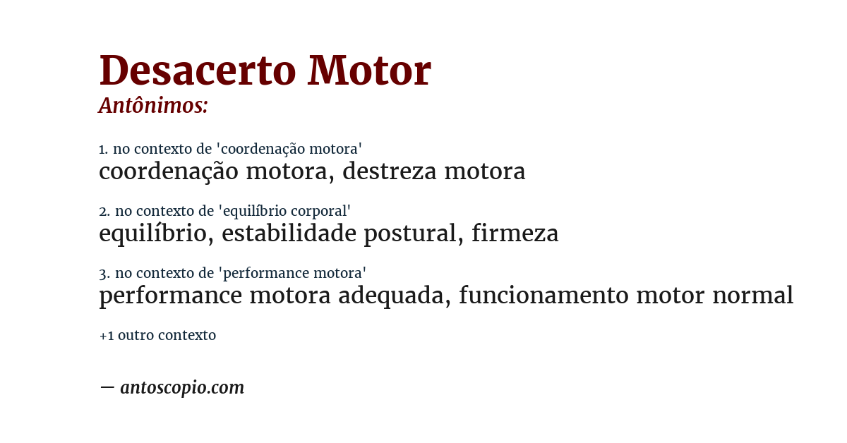 Antônimo de desacerto motor