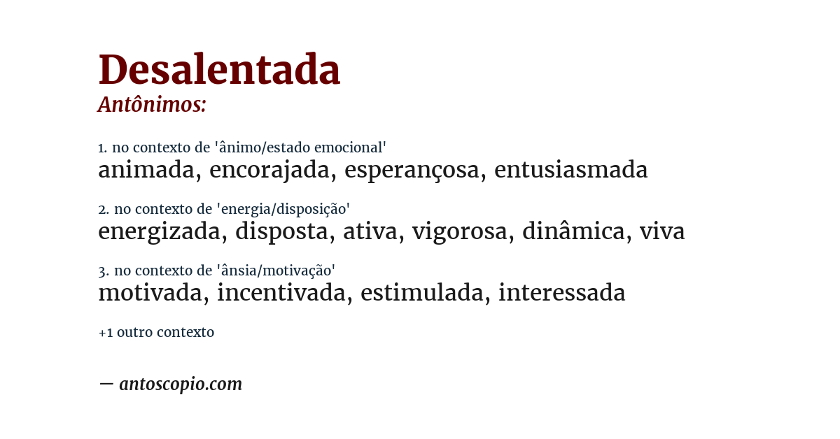 Antônimo de desalentada