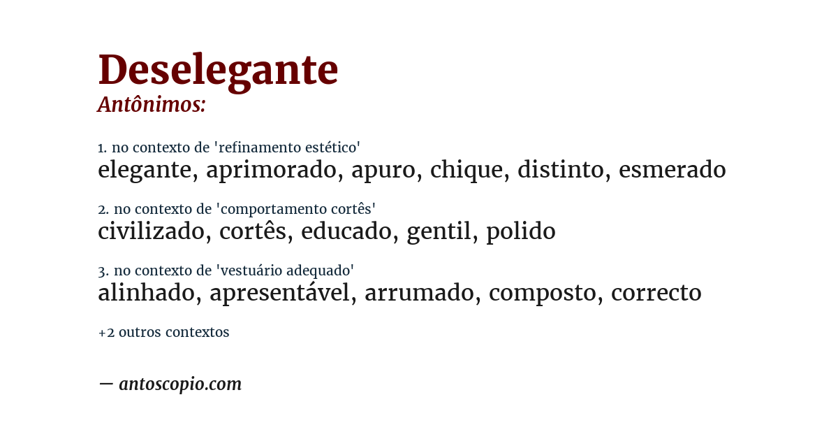 Antônimo de deselegante