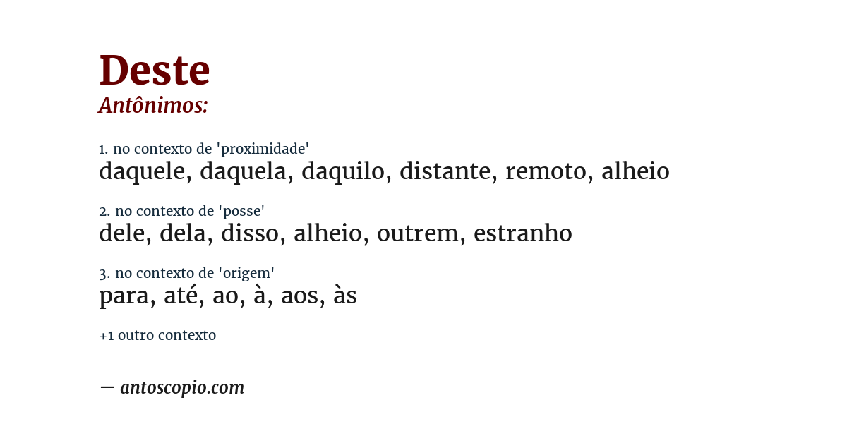 Antônimo de deste