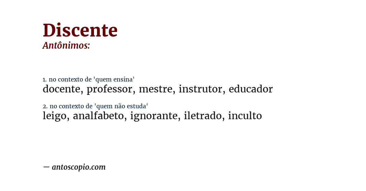 Antônimo de discente
