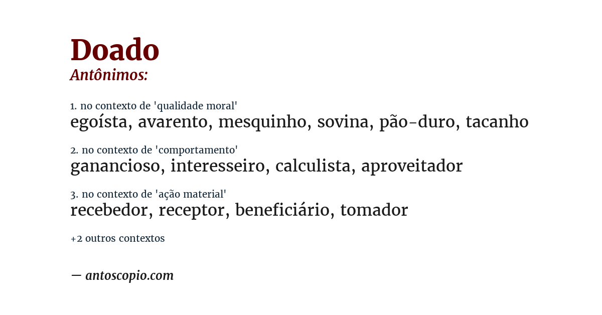 Antônimo de doado