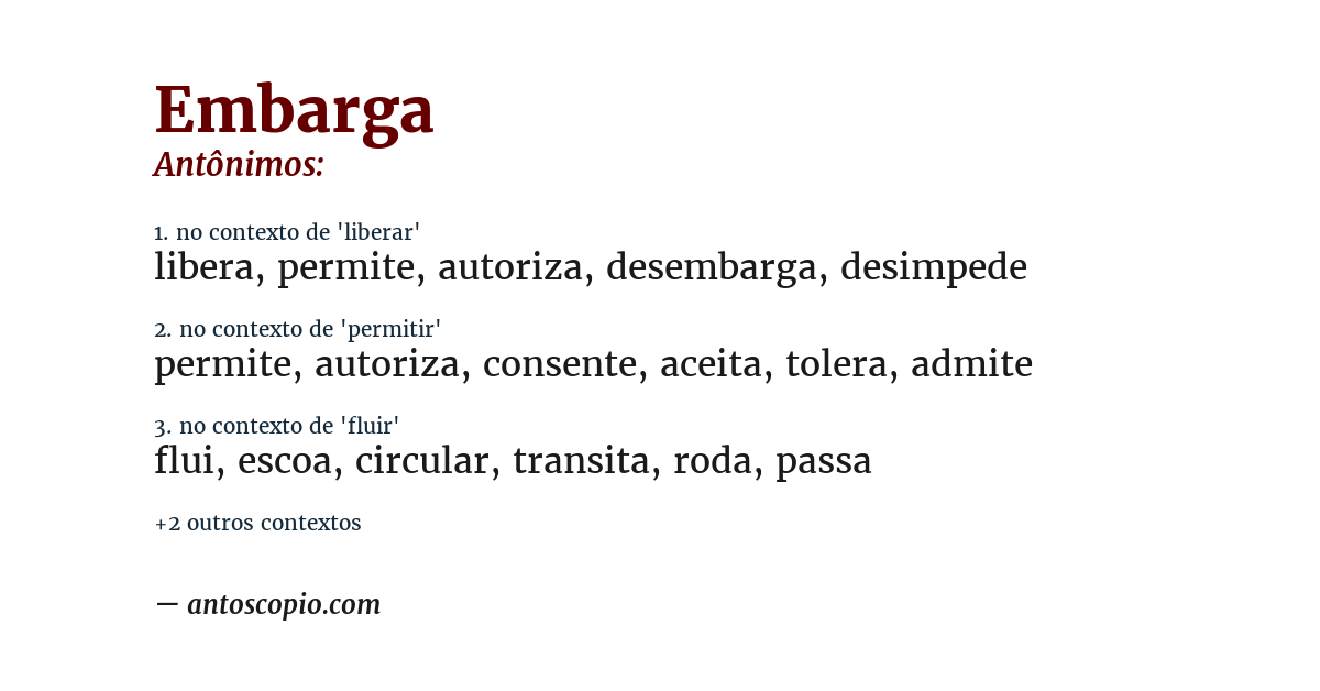 Antônimo de embarga