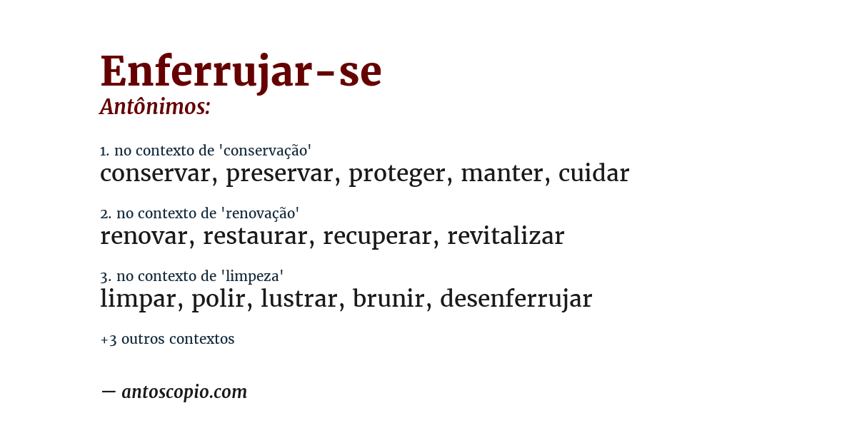 Antônimo de enferrujar-se