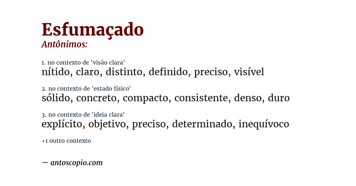 Antônimo de esfumaçado