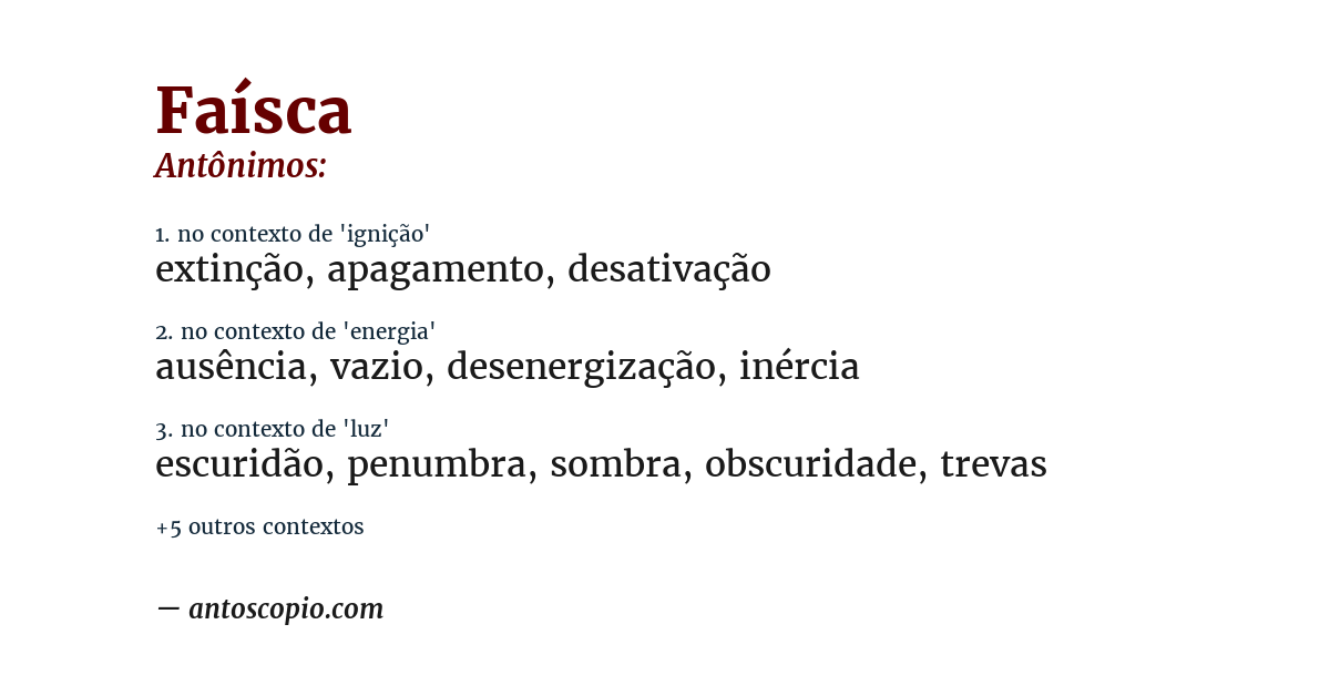 Antônimo de faísca