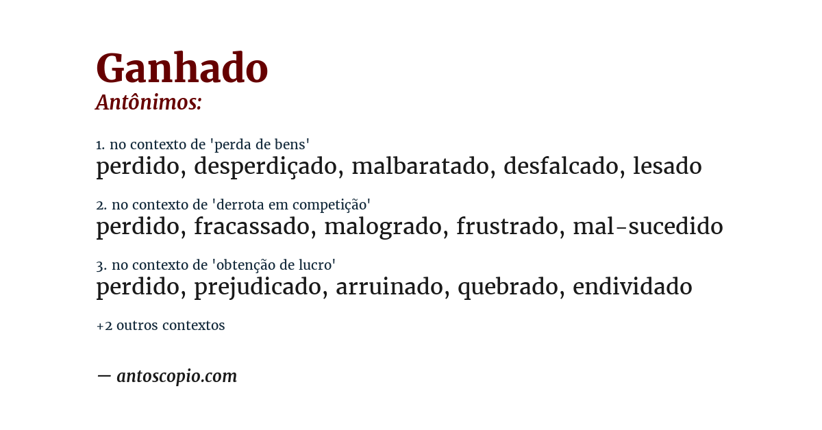 Antônimo de ganhado