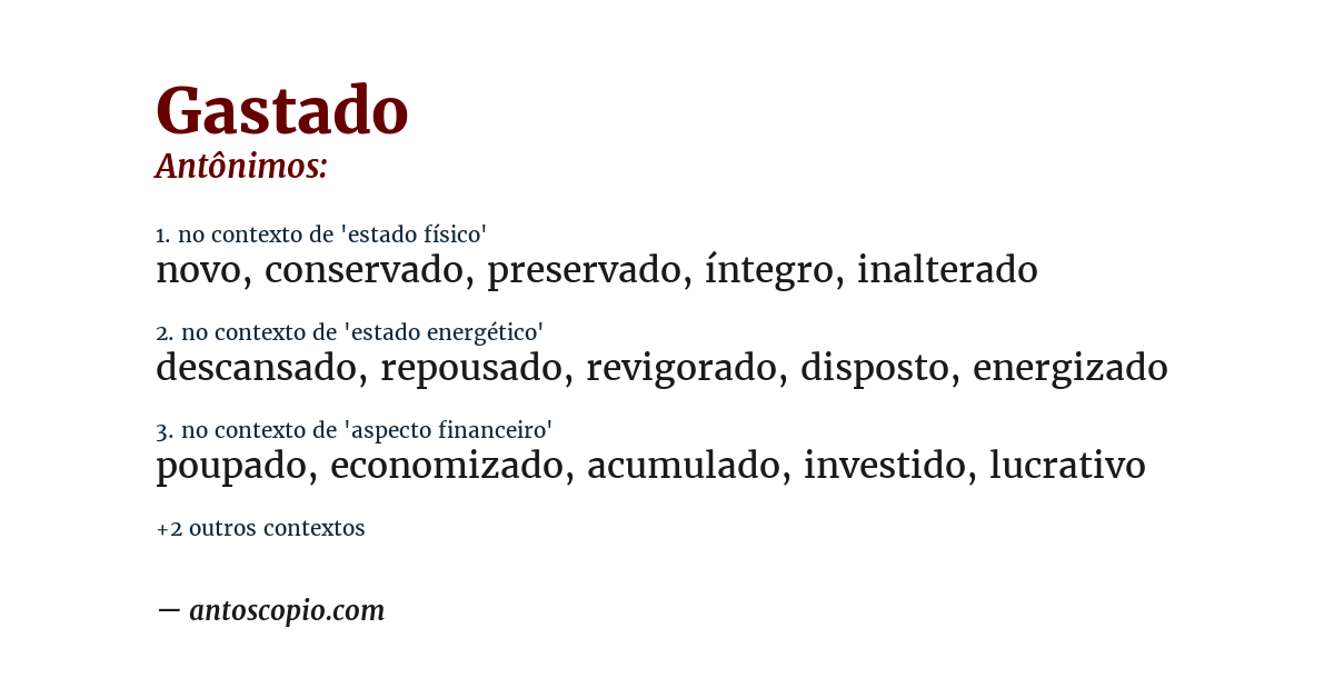 Antônimo de gastado