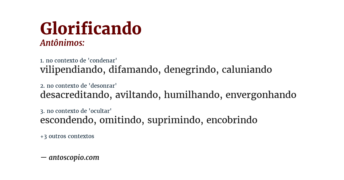 Antônimo de glorificando